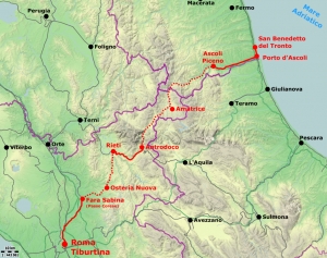 La mappa delle ferrovia Salaria o Dei Due Mari