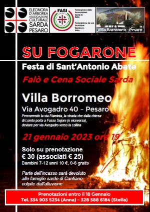 Con la tradizionale Festa di Sant’Antonio ripartono a gennaio le attività dell’Associazione Sarda di Pesaro