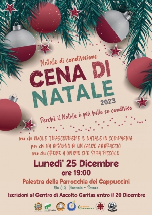 Feste di condivisione, a Pesaro cena di Natale per senza dimora