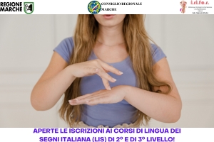 In partenza due corsi Lingua Italiana dei Segni di 2° e 3° livello, online.