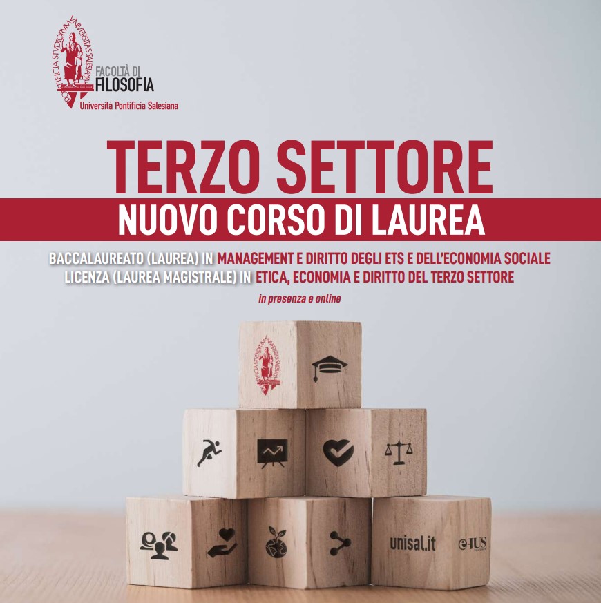 grafica con logo dell'università e piramide di legno con icone