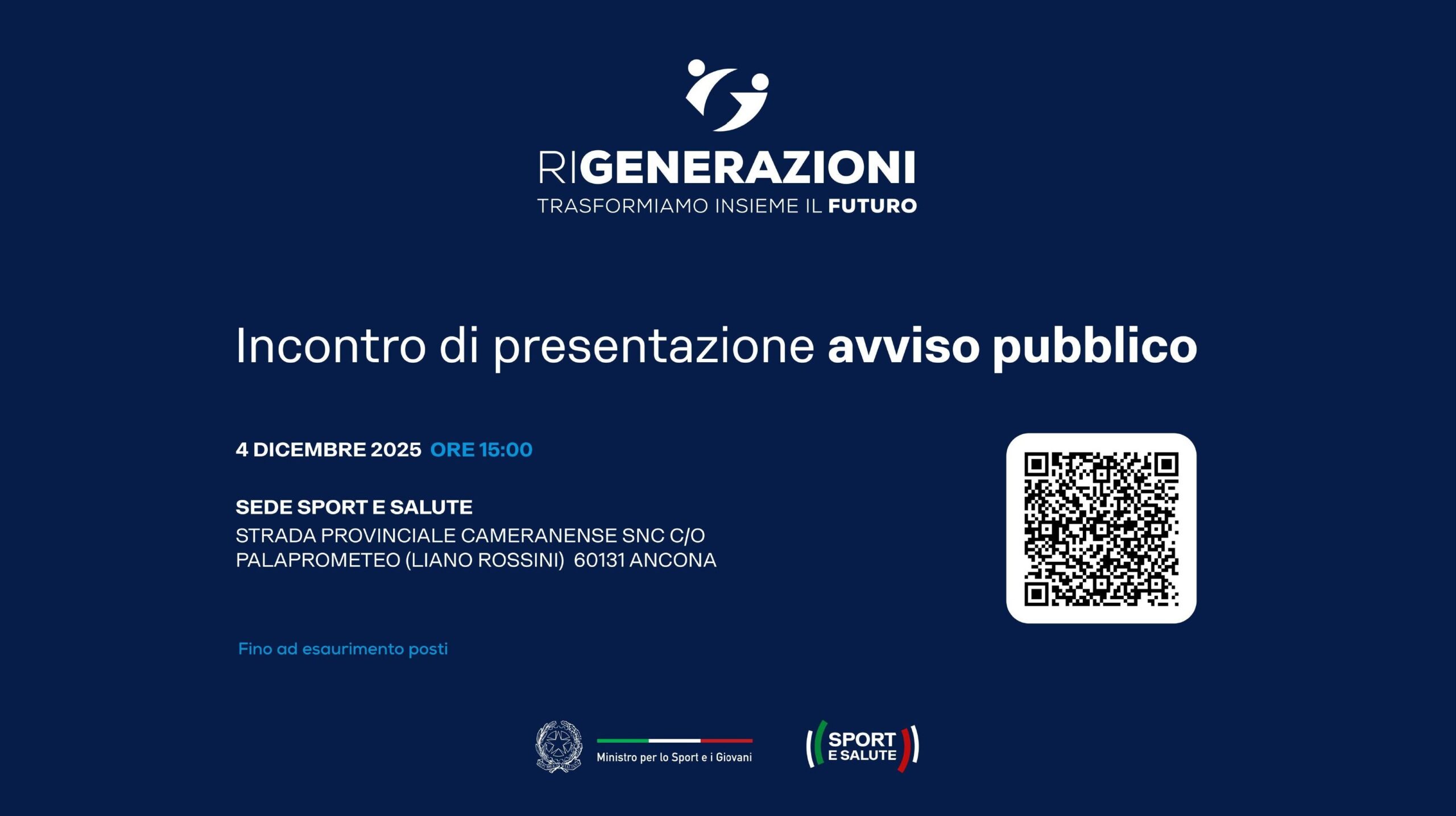 grafica con logo, titolo e Qr code