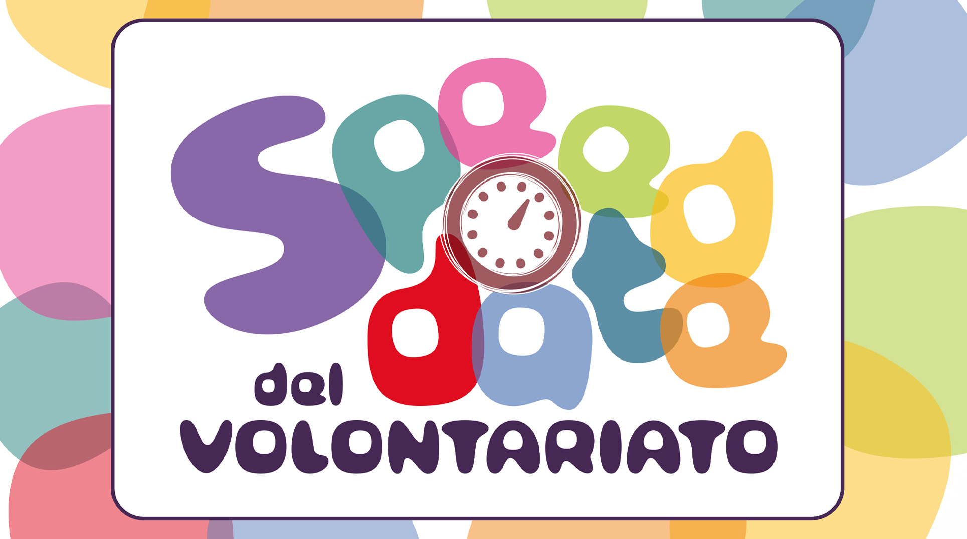 grafica colorata della scritta "Speed date del volontariato" con illustrazione di un cronometro