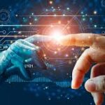 Un'immagine dell'intelligenza artificiale con due mani che si toccano
