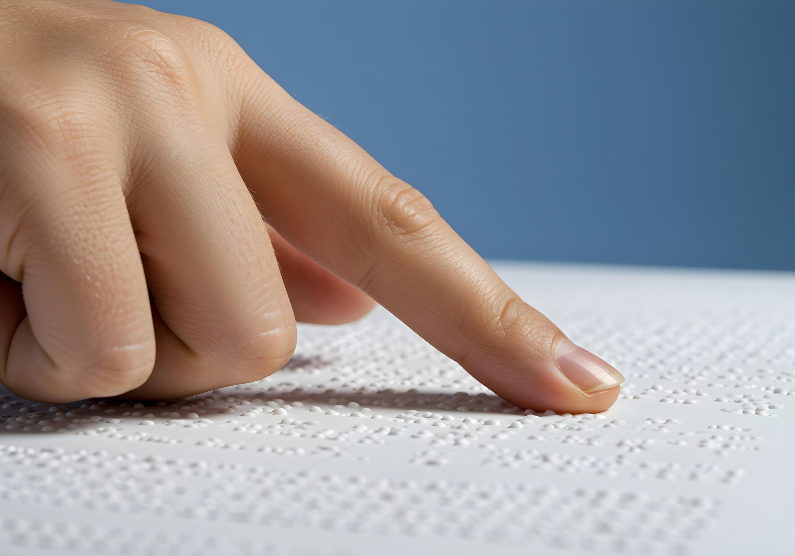 una mano che scorre un testo in braille