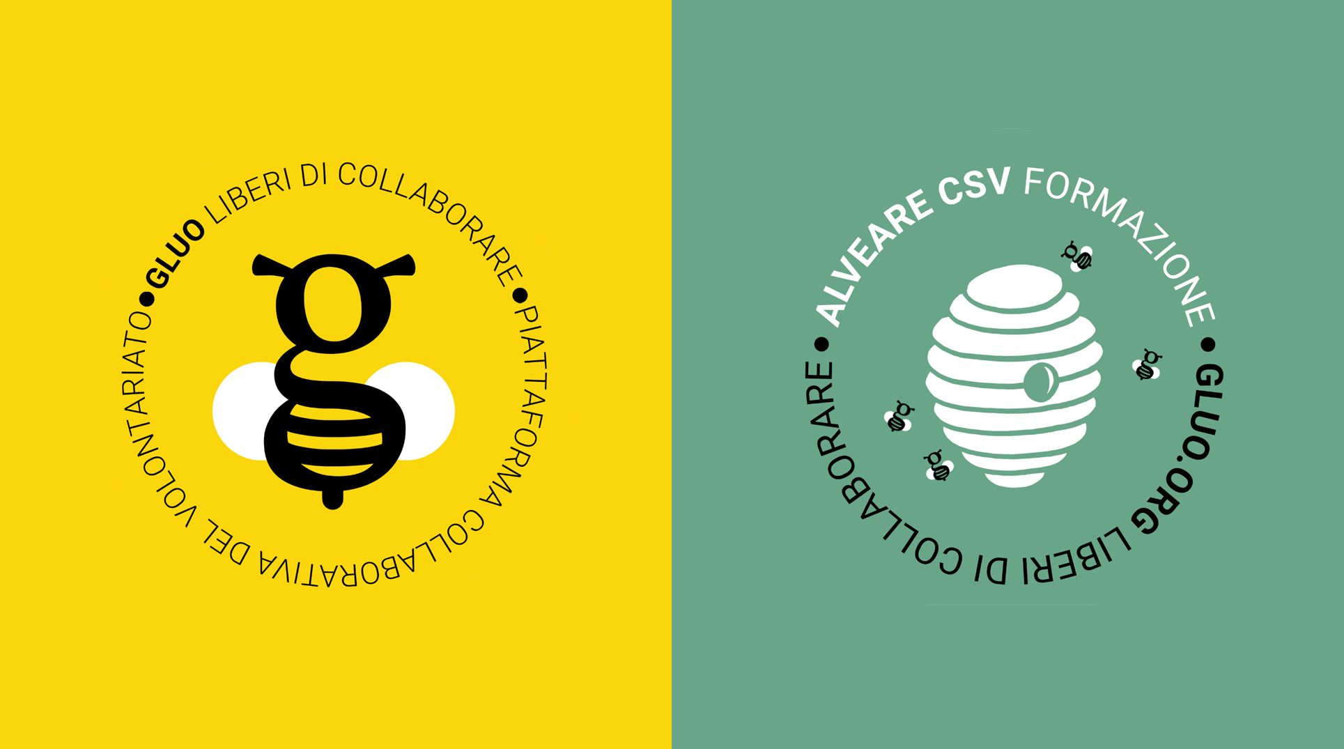 i loghi grafici di Gluo e di Alveare formazione