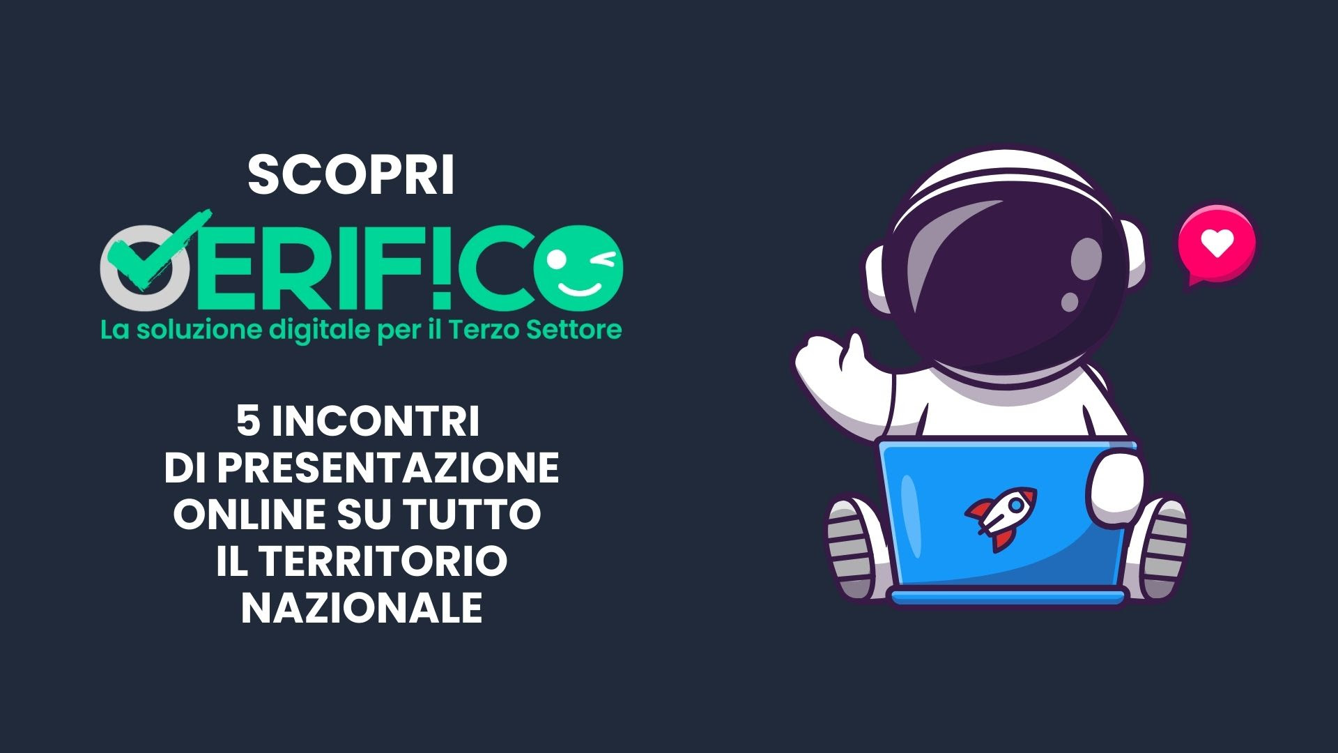 banner grafico con il logo del programma e l'illustrazione di un astronauta al pc