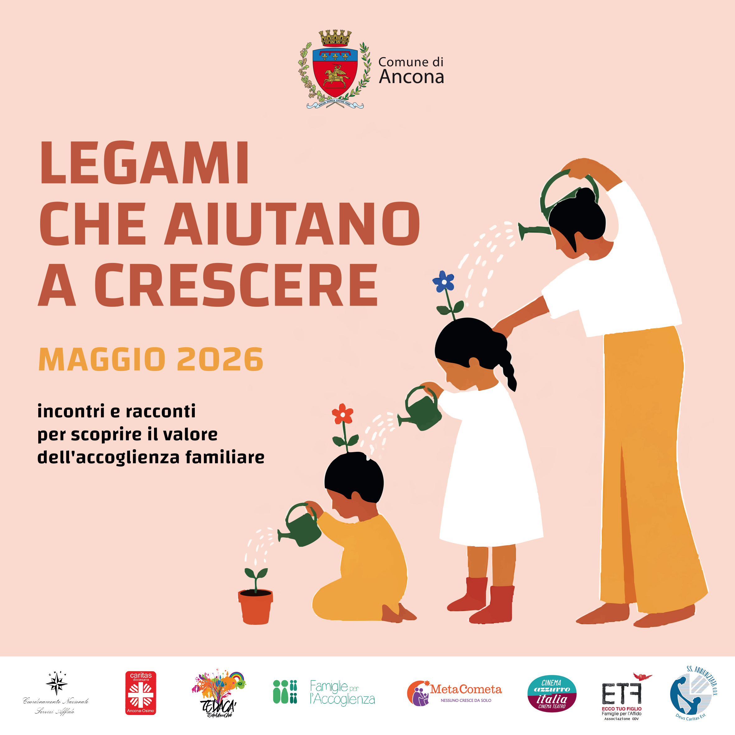 illustrazione inserita nel programma: una donna annaffia una bambina-pianta, che a sua volta annaffia un bebè-pianta che a sua volta annaffia una piantina in un vaso