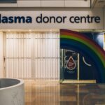L'ingresso di un ambulatorio medico per raccolta di plasma.